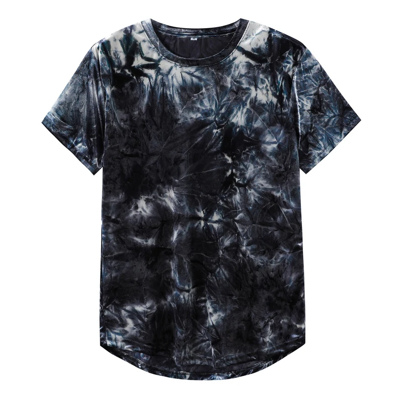 Мужские бархатные велюровые удлиненные футболки в стиле хип-хоп | Мужская одежда