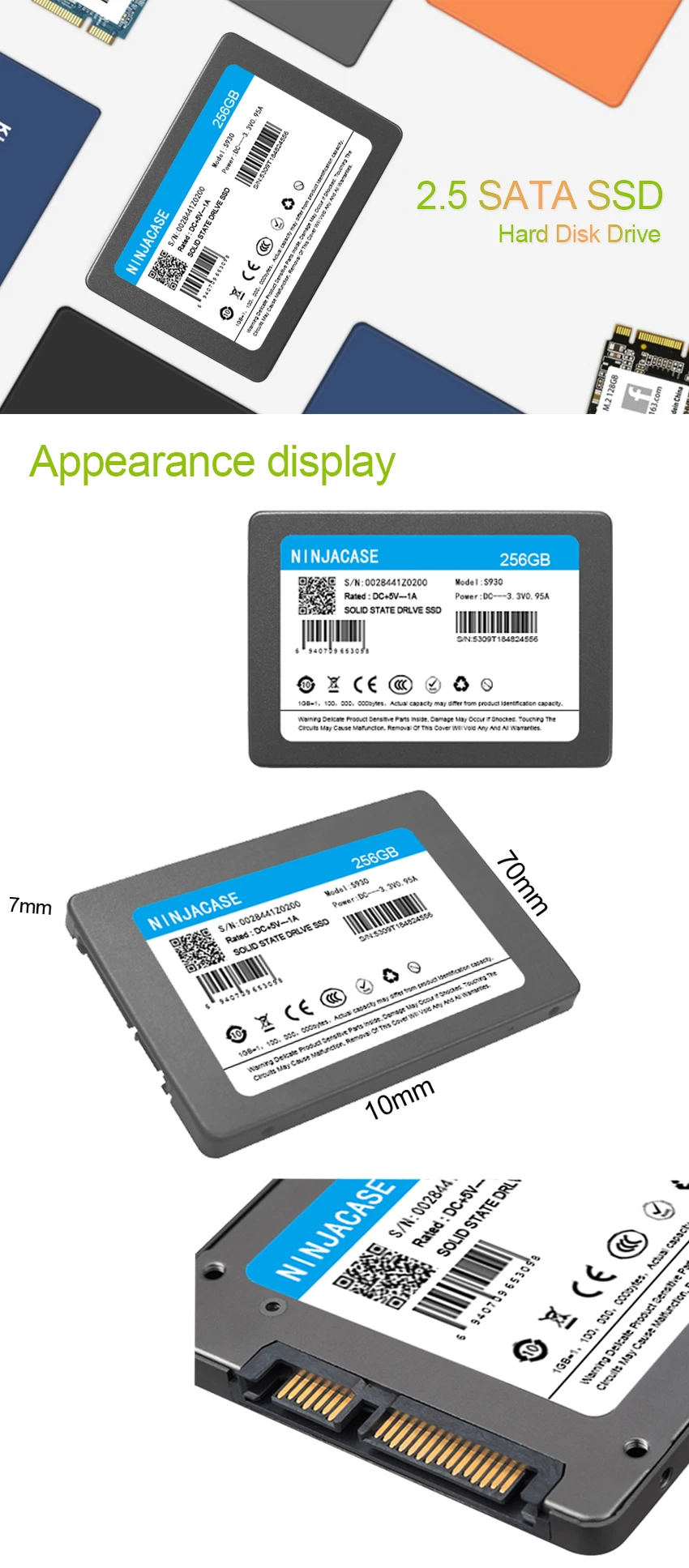 NINJACASE SSD 32 Гб 60 Гб 240 ГБ 120 ГБ 480 960 1 ТБ SSD 2,5 жесткий диск твердотельных дисков 2," внутренний SSD128GB 256 ГБ