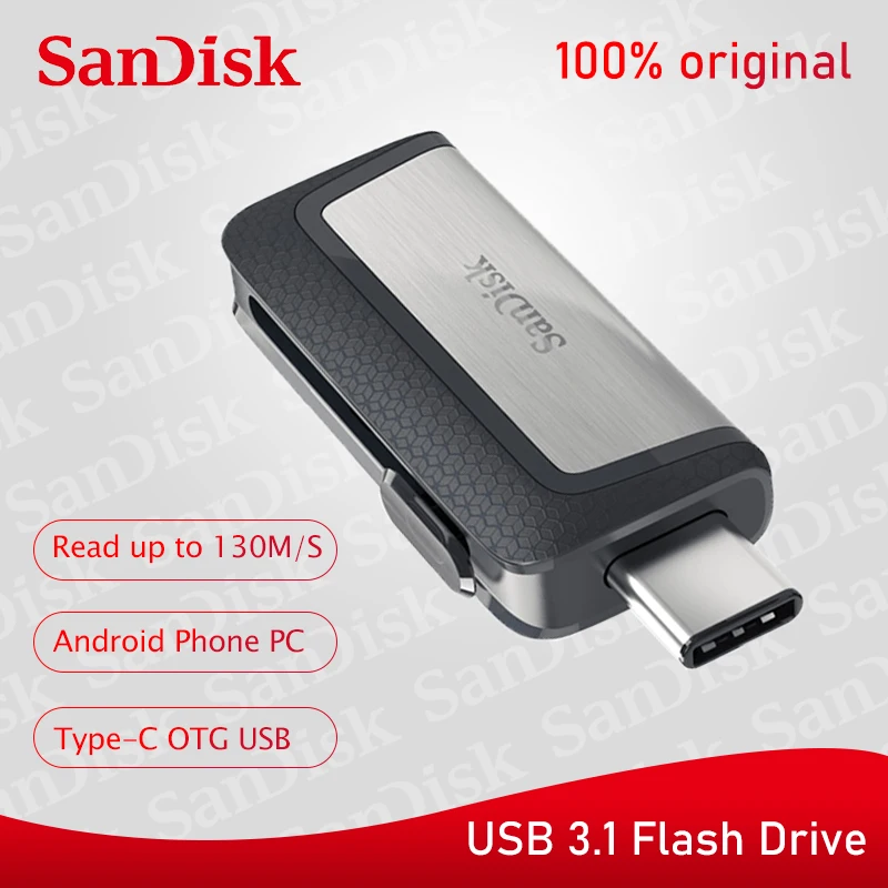 SanDisk Type-C USB 3.1 Dual interface OTG Pen Drive 128GB 64GB 32GB 16GB Ultra Dual Drive USB 3.1 Type-C Read Speed up to 130M/s
