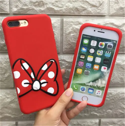 Милый мягкий силиконовый чехол с объемным рисунком животных для iPhone 5, 5S, 5C, SE, 6s, 7, 8 Plus, X, XS, XR, XS Max - Цвет: Bow Minnie