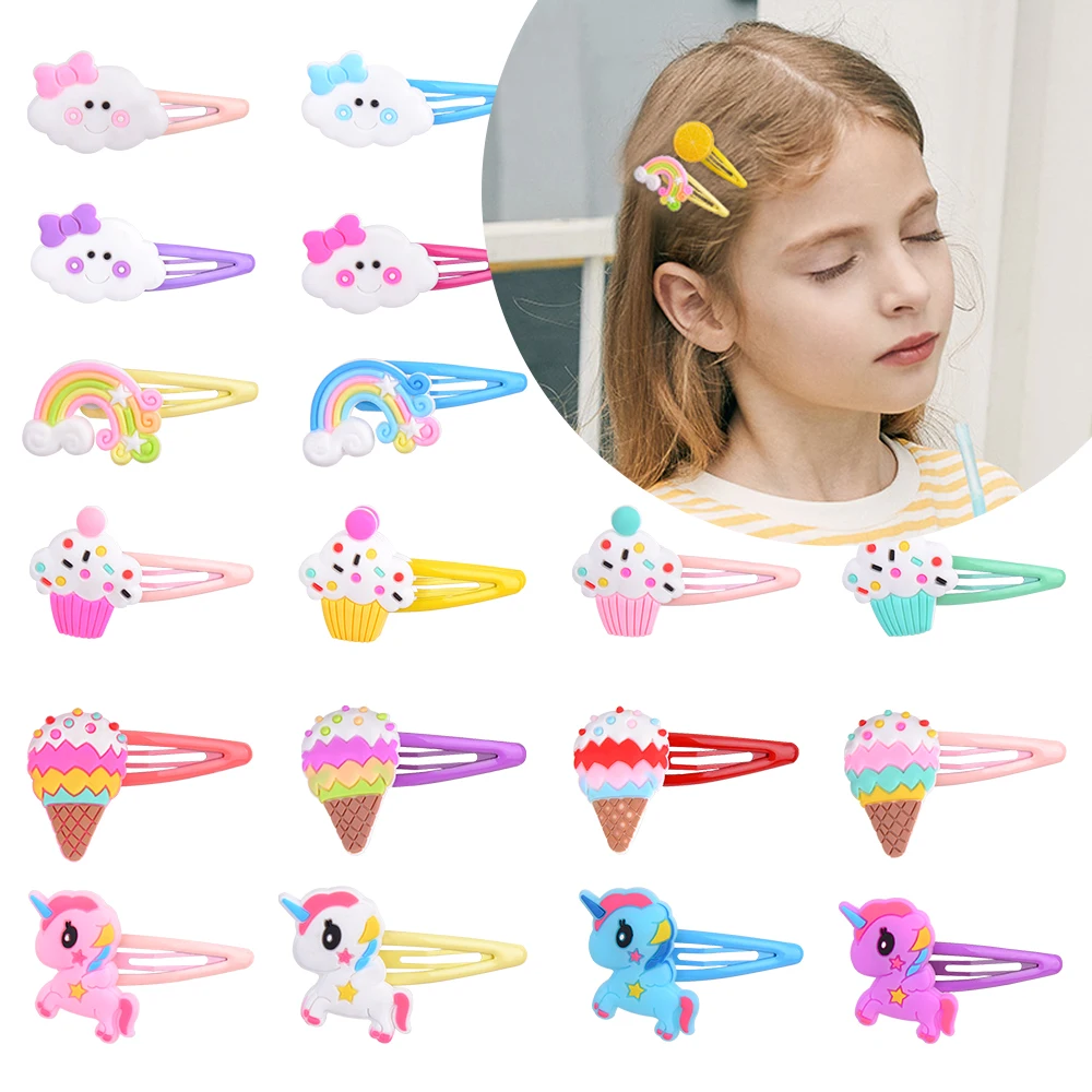 

5 PCS/Set New Girls Cute Unicorn Ice Cream Fruits Hairpins Children Sweet Barrettes Hair Clips Headband Fashion Hair Accessories