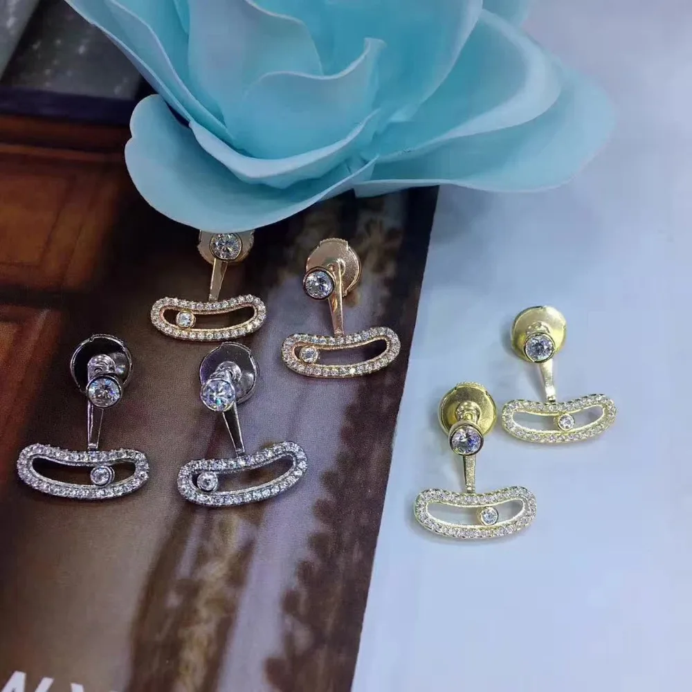 Перемещение камень серьги из коллекции moda mujer 2018 Элитный бренд дизайн 925 пробы