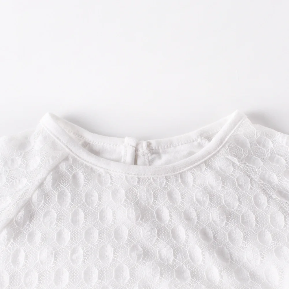 Летняя одежда для девочек брендовый комбинезон маленьких Новое Белое Кружевное