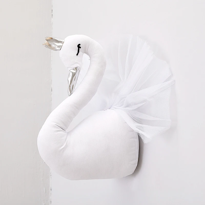 Милый 3D Золотой короны Лебедь стены искусства висячая девочка кукла мягкая