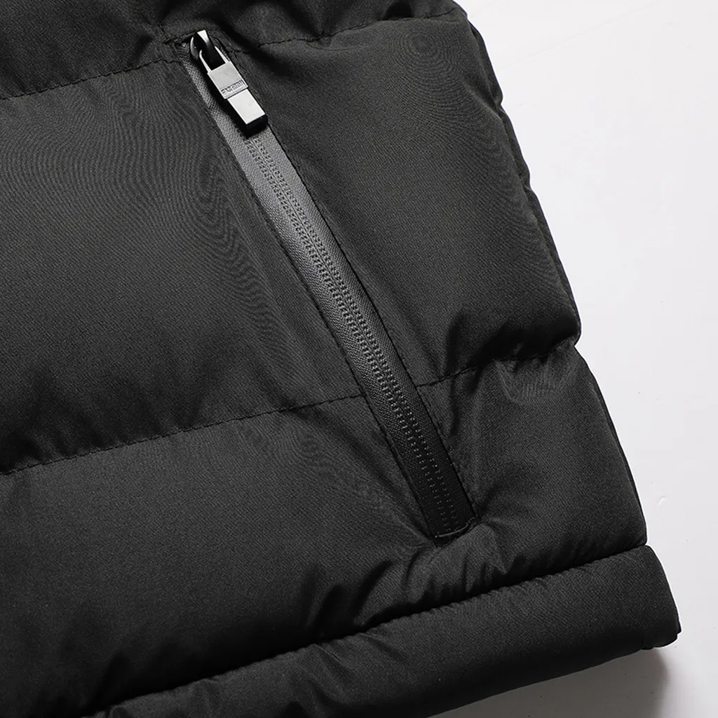 Мужской теплый пуховый хлопковый жилет, пальто, Осень-зима, повседневный однотонный жилет со стоячим воротником, жилет без рукавов, топы, пальто# guahao