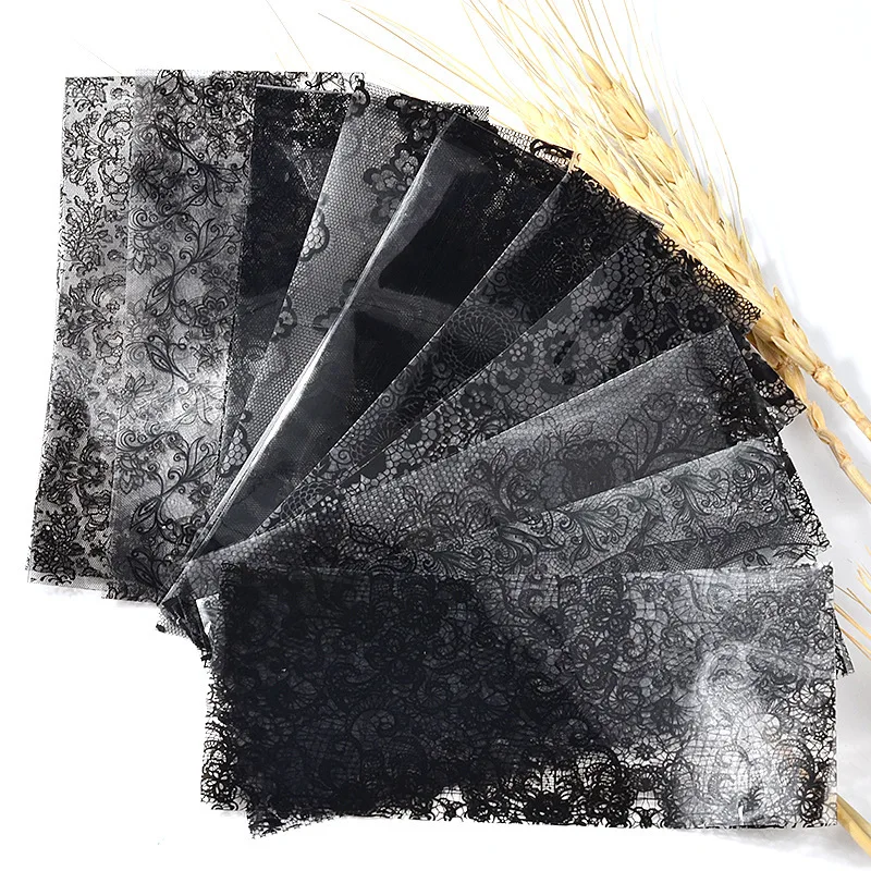 Cross-border for speed sell through selling nail black lace tape sticker sky star 10 sheets of paper to mix 20 cm | Красота и