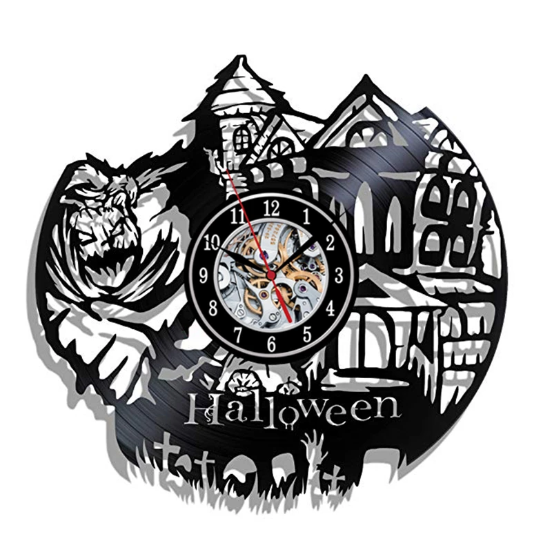 Хэллоуин украшение Череп Призрак Дизайн Виниловая запись настенные часы