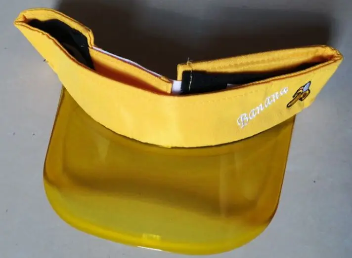 yellow with bana Летняя уличная Мужская УФ-защита ПВХ пластик жесткий солнцезащитный козырек кепки Wo для мужчин прозрачный дилер теннис пляжная шляпа защита Snapback шапки - Цвет: yellow with bana