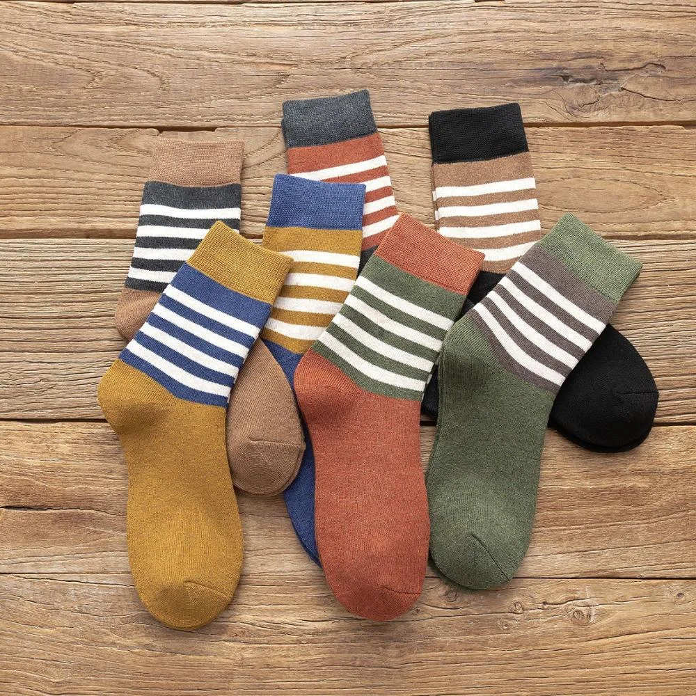 

2021 New Autumn Winter Japanese Harajuku Socks Warm Terry Men's Cotton Dress Sock Thick High Quality Casual Fashion Sockken Male