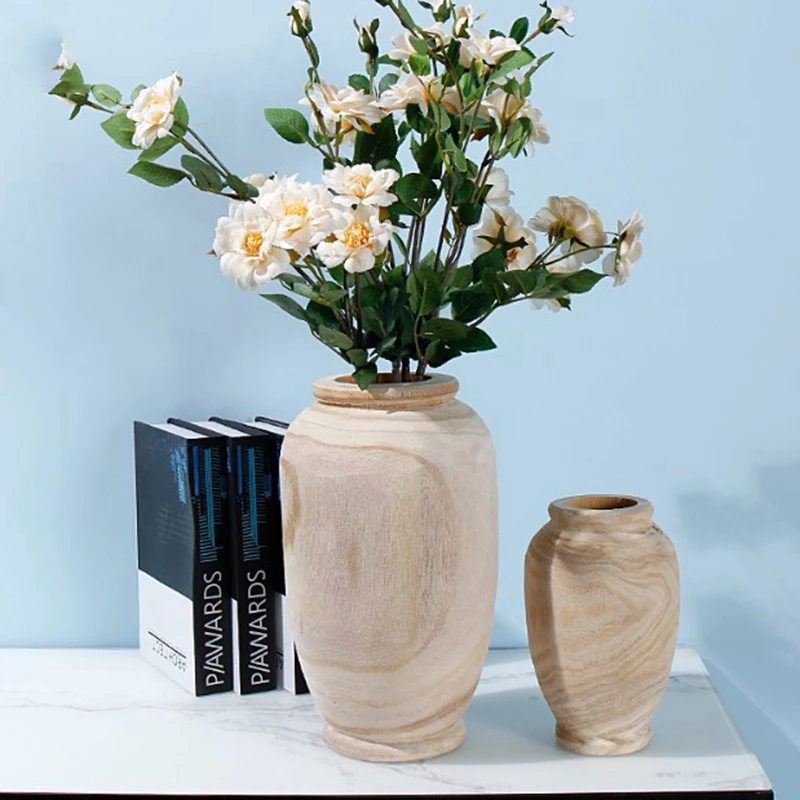 

Wooden Vase Decoration Living Room Table Solid Wood Ware Flower Bottle Ornament Home Decoration