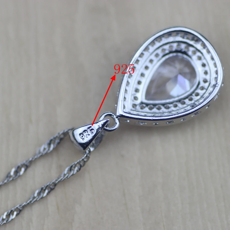 Модные Овальные Кристаллы с белым цирконием ювелирные наборы из стерлингового