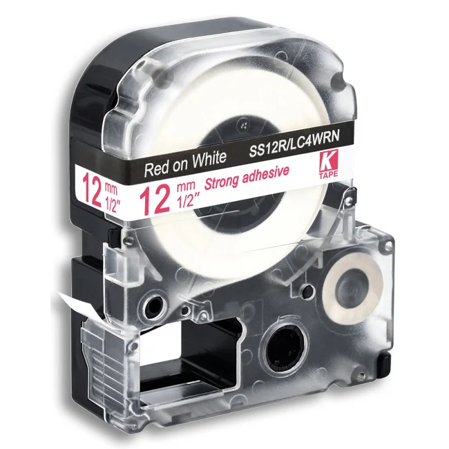 Этикетка CIDY многоцветный 12 мм ST12KW SS12KW SD12KW SC12GW SC12YW SC12BW SC12RW запечатанных лент для kingjim/epson этикетировщик LW300 SR150 lw400 - Цвет: red on white