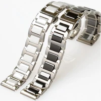 16mm 18mm 20mm ceramic watch band butterfly clasp watch strap 316l stainless steel wrist watches belt bracelet black white man