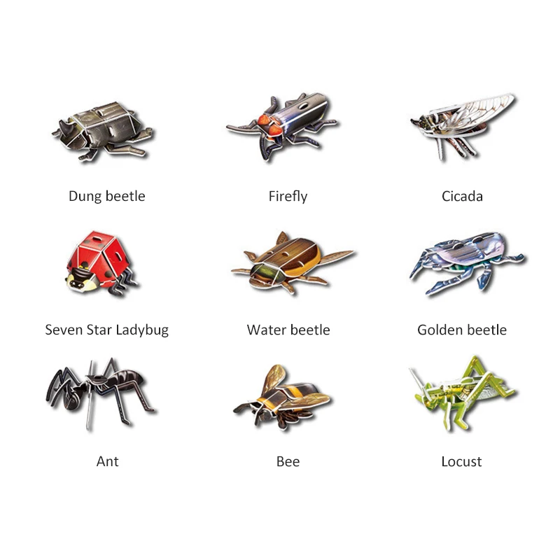 

3D Puzzle DIY Jigsaw Board Vivid Puzzle Insect Animal Handmade Educational Toy Assembly Toy Gift For Children Animal Puzzles
