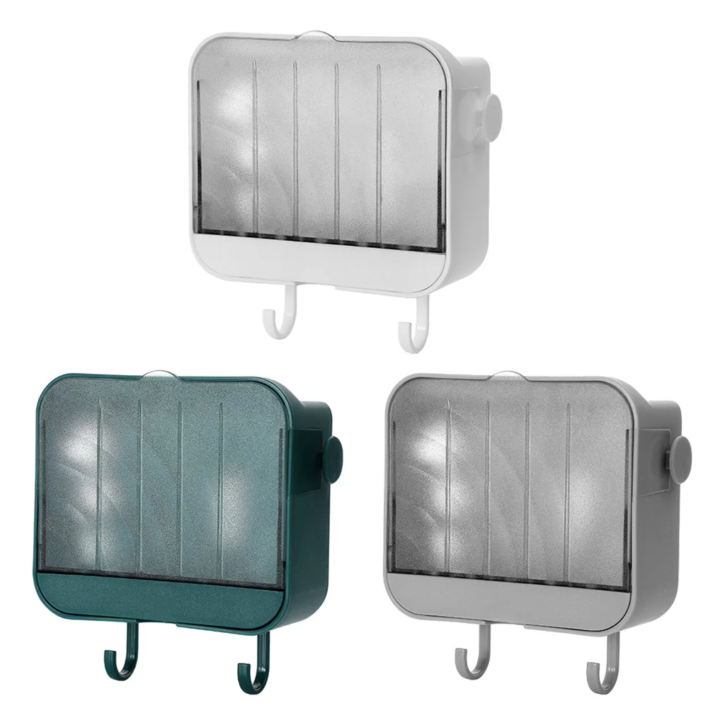 

New Drain Portable Soap Dish Holder Bathroom Supplies Waterproof Open Lid Soap Rack Dish Storage Box Travel Organizer Case