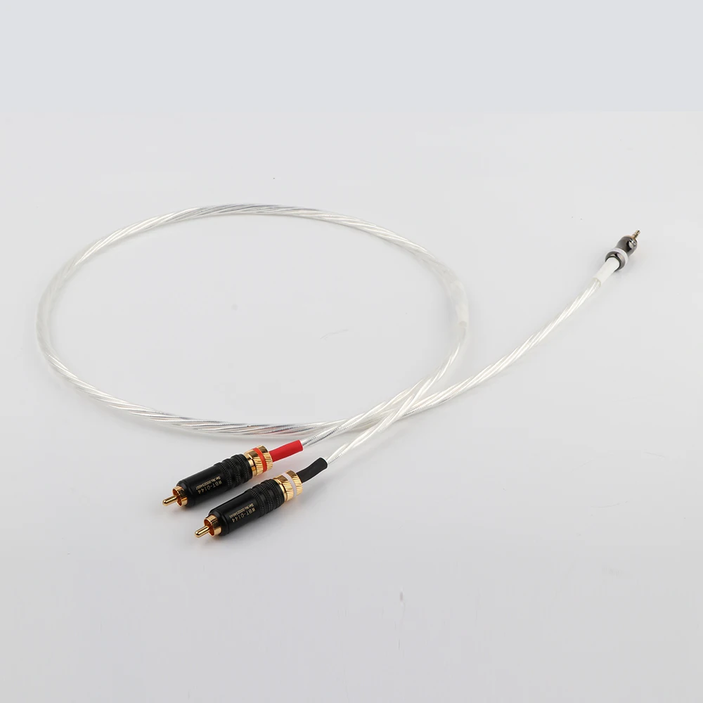 Odin посеребренный провод от 2RCA до 3 5 мм аудио кабель HiFi стерео AUX Jack Y сплиттер для