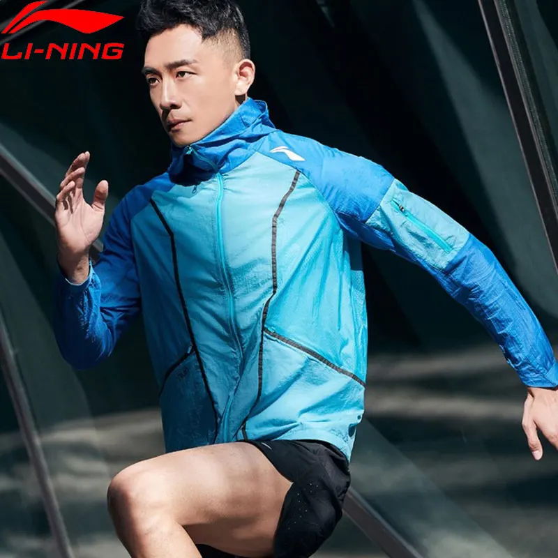 (Перерыв код) Li Ning Для мужчин ветровка для бега LITE на дышащие светильник плащ