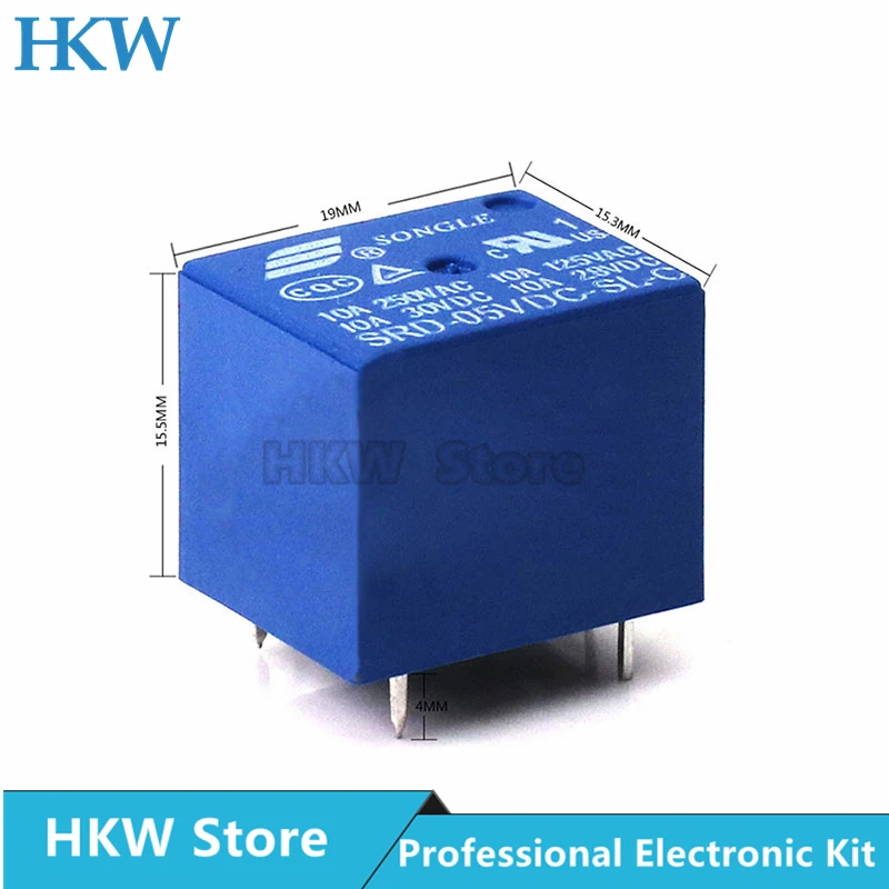5pcs Relay SRD-03VDC-SL-C SRD-05VDC-SL-C SRD-06VDC-SL-C SRD-09VDC-SL-C 3V 5V 6V 9V 12V 24V 48V 10A 250VAC 5PIN Relays Relais |