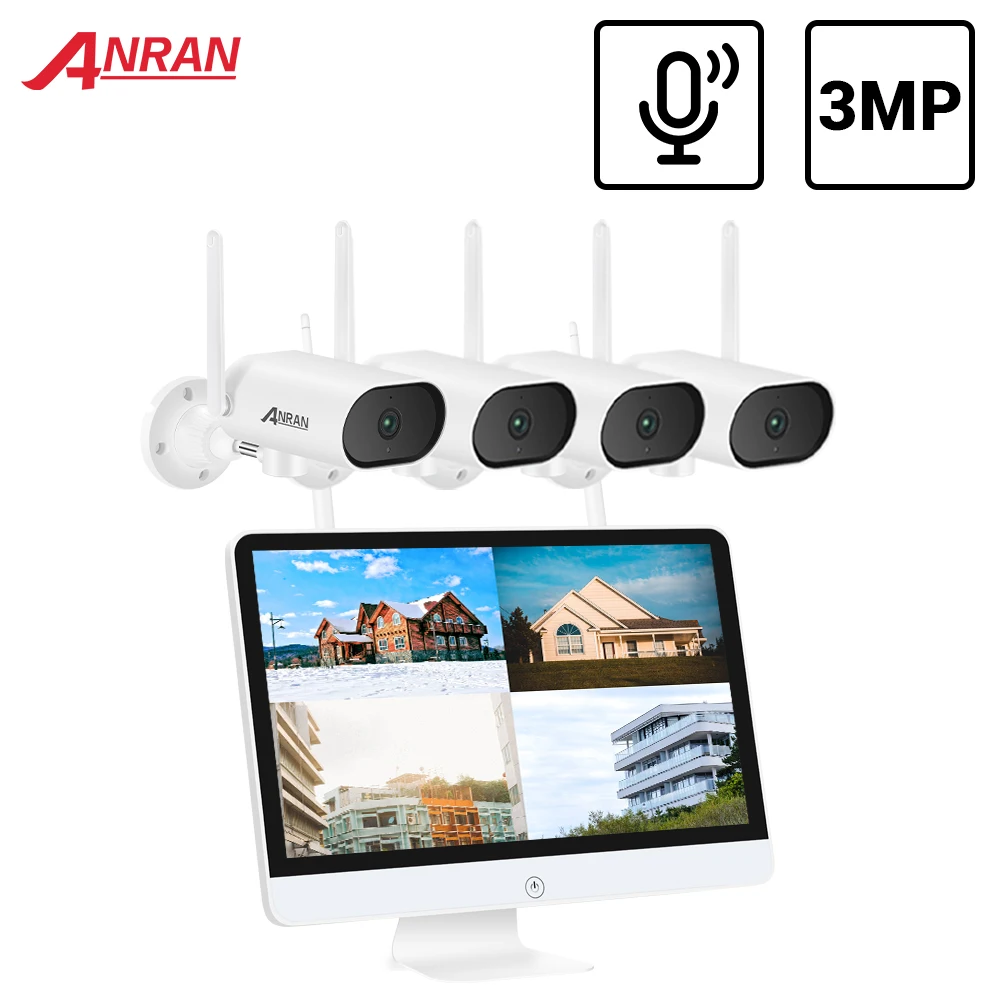 ANRAN PTZ 3MP Беспроводная CCTV система аудио наружная камера IP безопасности комплект