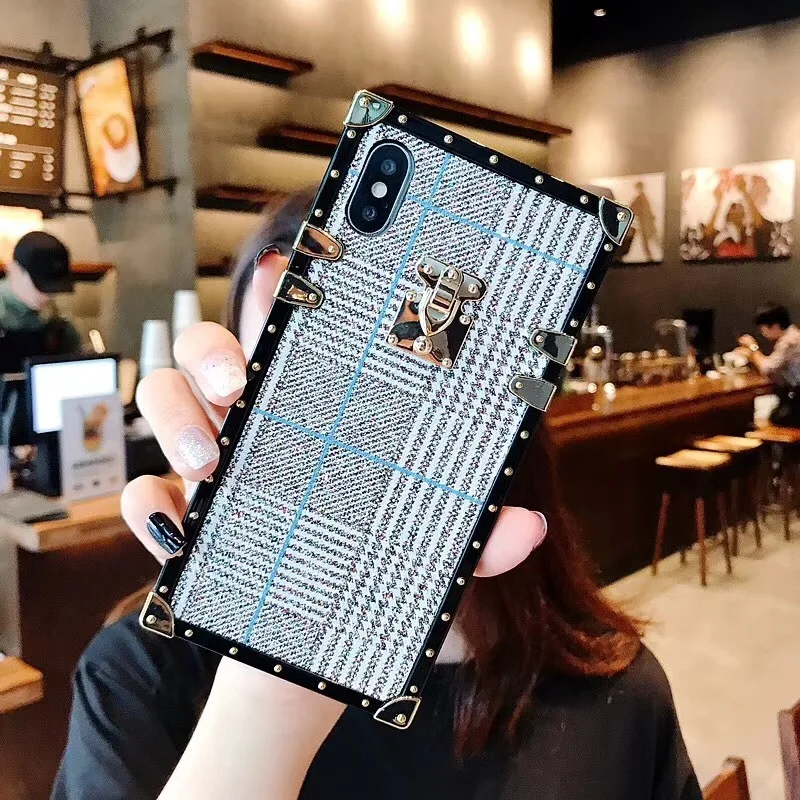Блестящие металлические квадратные чехлы для iPhone 8 7 6 6s Plus X XR XS Max клетчатая блестящая пудра для Samsung Galaxy S8 S9 Plus Note 8 9 чехол