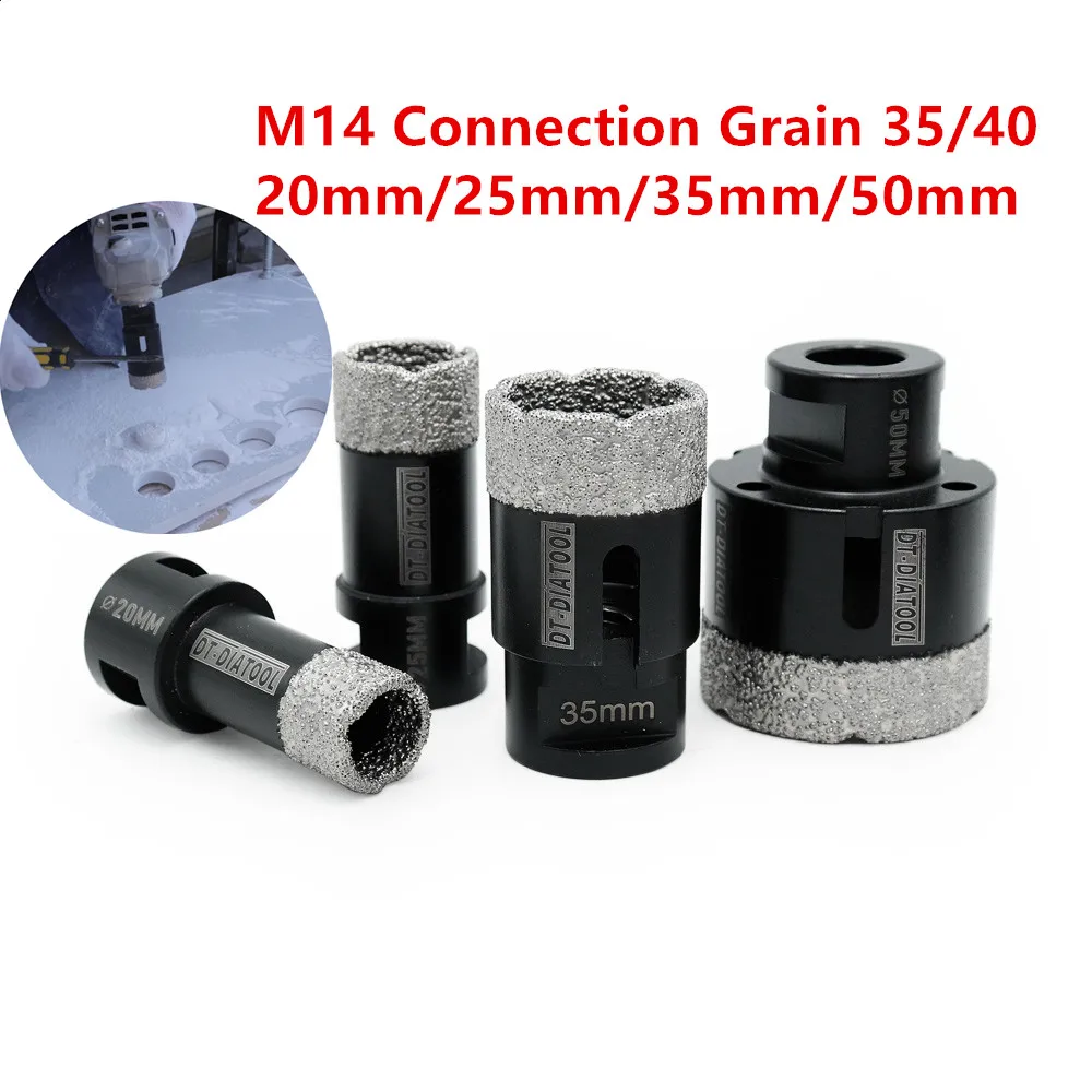 Dry Diamond Crown Cutter Drilling Core Bits for Porcelain Ceramic Tile Marble Hole Saw Drill Bits M14 Thread Grain 35/40