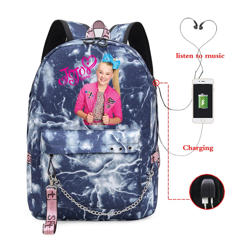 Женский рюкзак горячая Распродажа Jojo Siwa с Usb-зарядкой школьный повседневный