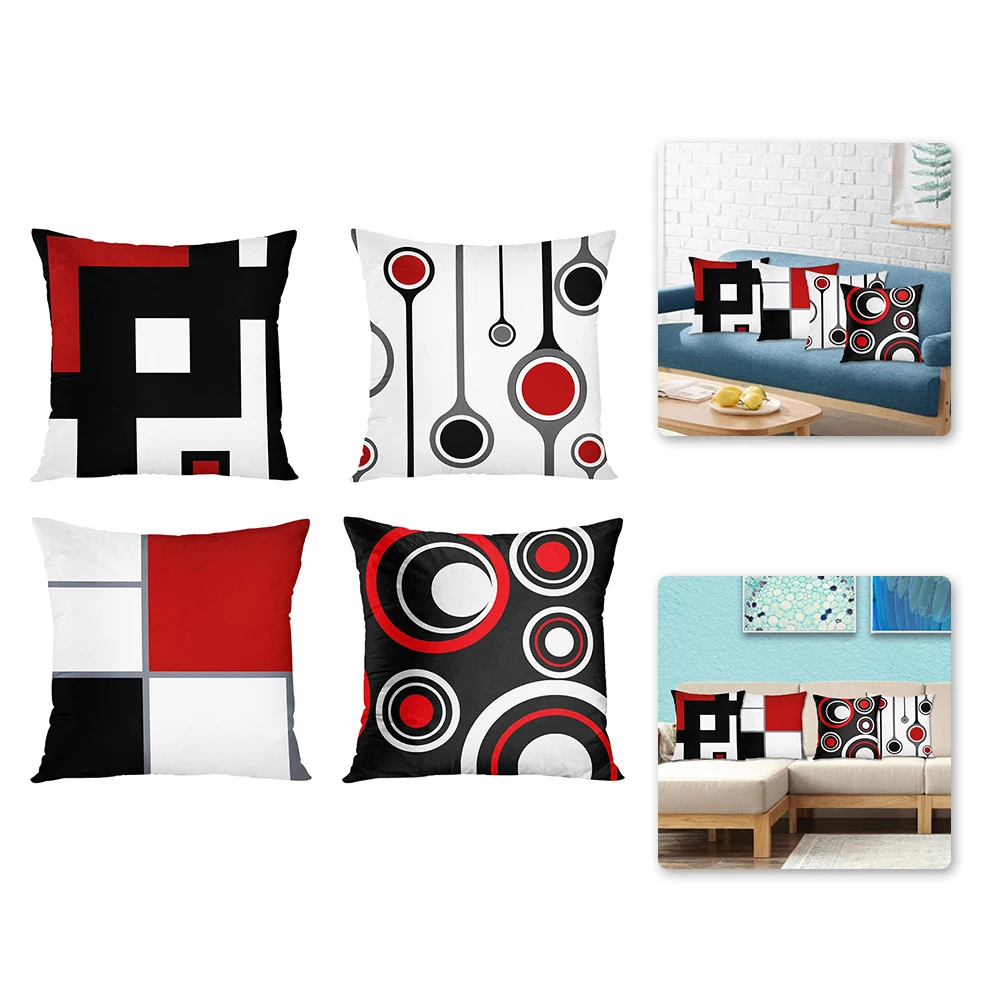

4PCS Cushion Covers Set Square Linen Decorative Throw Pillow Covers With Printing For Home Party Sofa Bedroom Livingroom