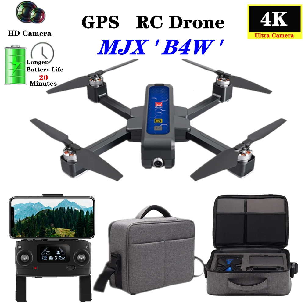 MJX B4W GPS Дрон 5G WI FI FPV 4K HD Камера Противоударная 20 минут Fly Time1.6KM оптического потока