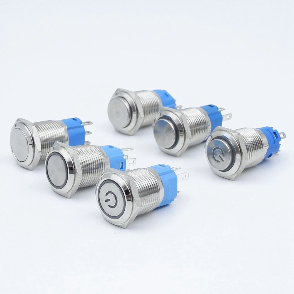 

16mm Push Button Switch Latching Light Waterproof Momentary without Fixation Metal Illuminated Led 12v 5V 220V 110V Self-reset