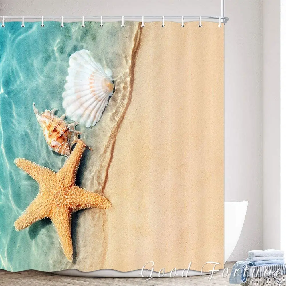 

Морская морская Морская ракушка, водонепроницаемая занавеска для душа из синей ткани, украшение для ванной комнаты