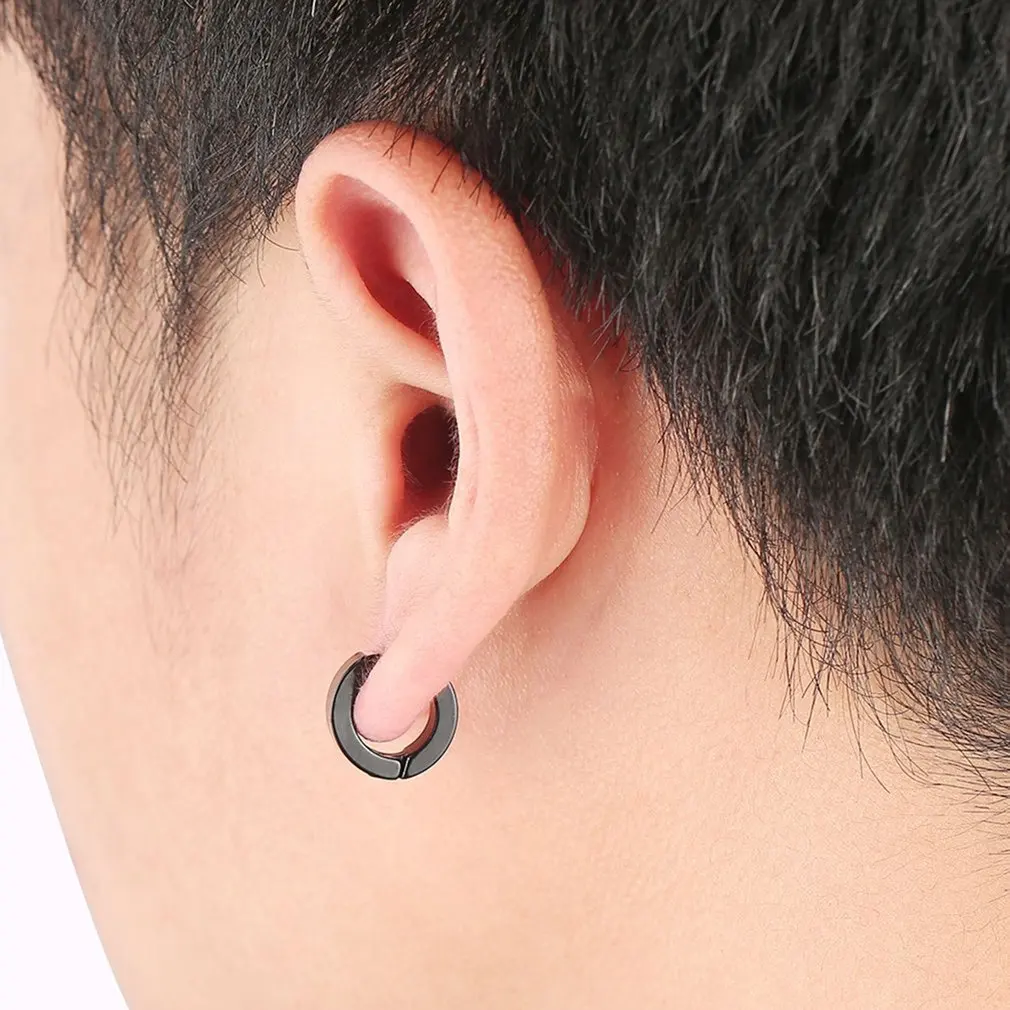 1 пара Крутое панк мужское кольцо для пирсинга из нержавеющей стали круглые