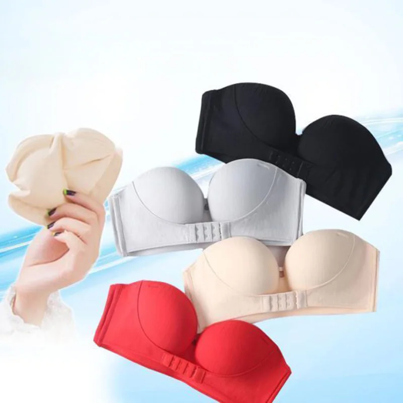 

Newly Strap-free Inflatable Wireless Front Buckle Bra Strapless Underwear Bras DO99