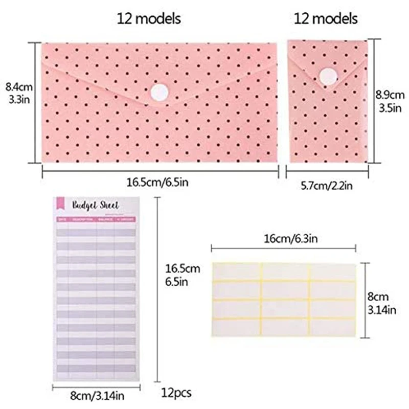 

24 Pcs Budget Envelopes Laminated Cash Envelope for Budgeting and Saving Money Waterproof Finance Keeper Organizer