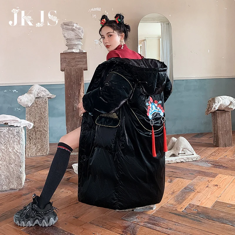 

Оригинальная хлопковая одежда, новинка 2020, женское Утепленное зимнее пальто средней и большой длины в китайском стиле, хлопковая одежда в с...