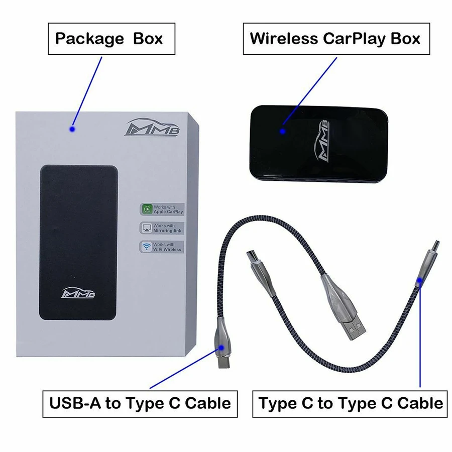 

Wired to Wireless Appple Carplay Adapter USB Smart Dongle Multimedia Video Player IOS Android Mirrorlink Car Stick Decoder