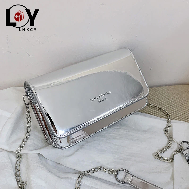 

Раскладушка Серебристая отражающая Сумка-тоут сумка через плечо сумка для женщин стиль, экокожа (полиуретан), кожаная сумка от китайской фа...