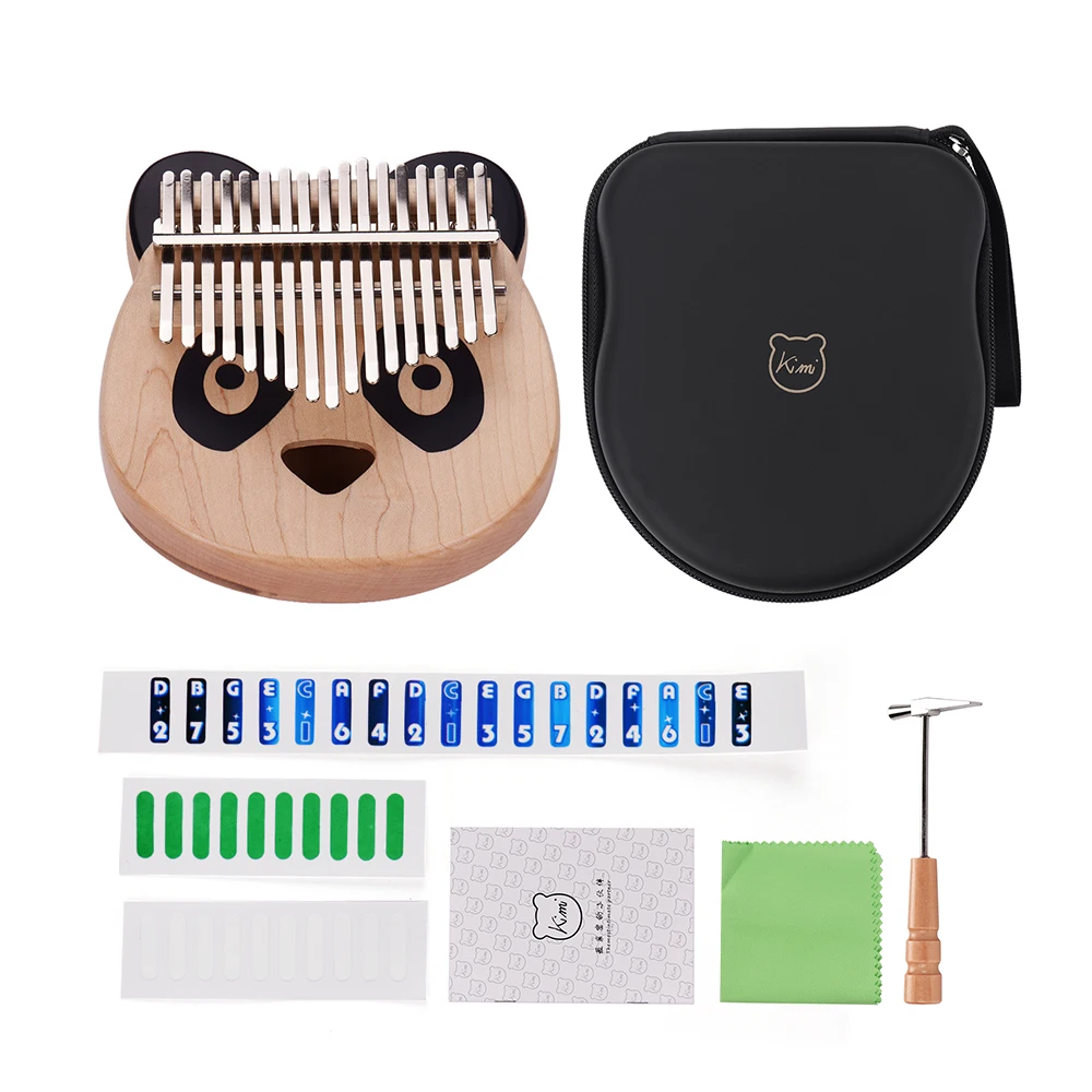 

17-Key Kalimba Thumb Piano Transparent Acrylic Material with Carry Bag Musical Note Stickers Tuning Hammer Cleaning Cloth