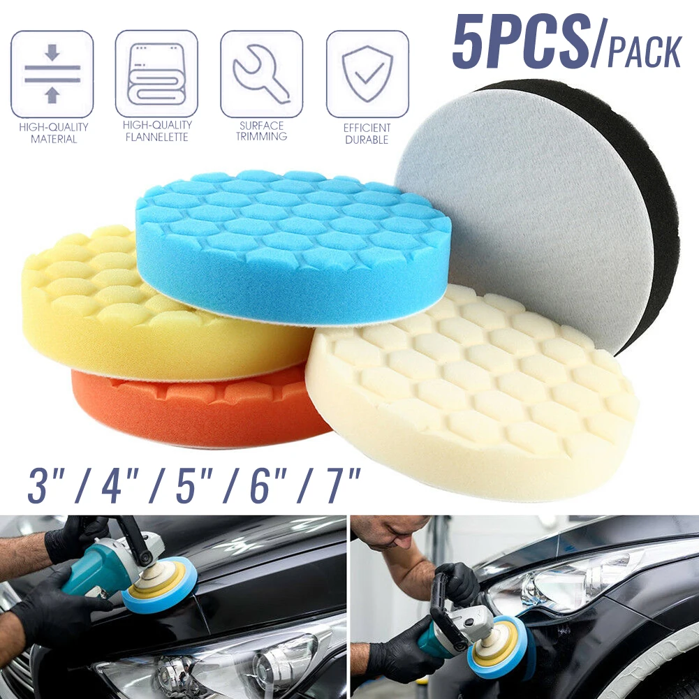 

5 шт., набор полировальных насадок для автомобиля, 3/4/5/6/7 дюймов