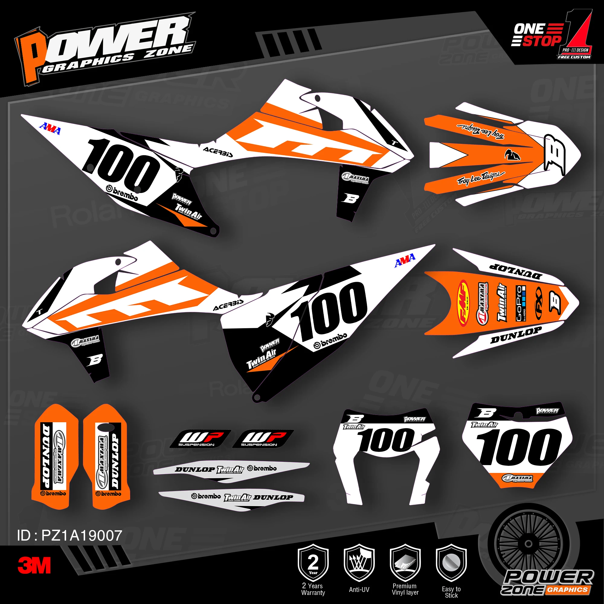 PowerZone на заказ футбольной команды Графика Фоны наклейки 3м комплект для KTM SX SXF MX 19