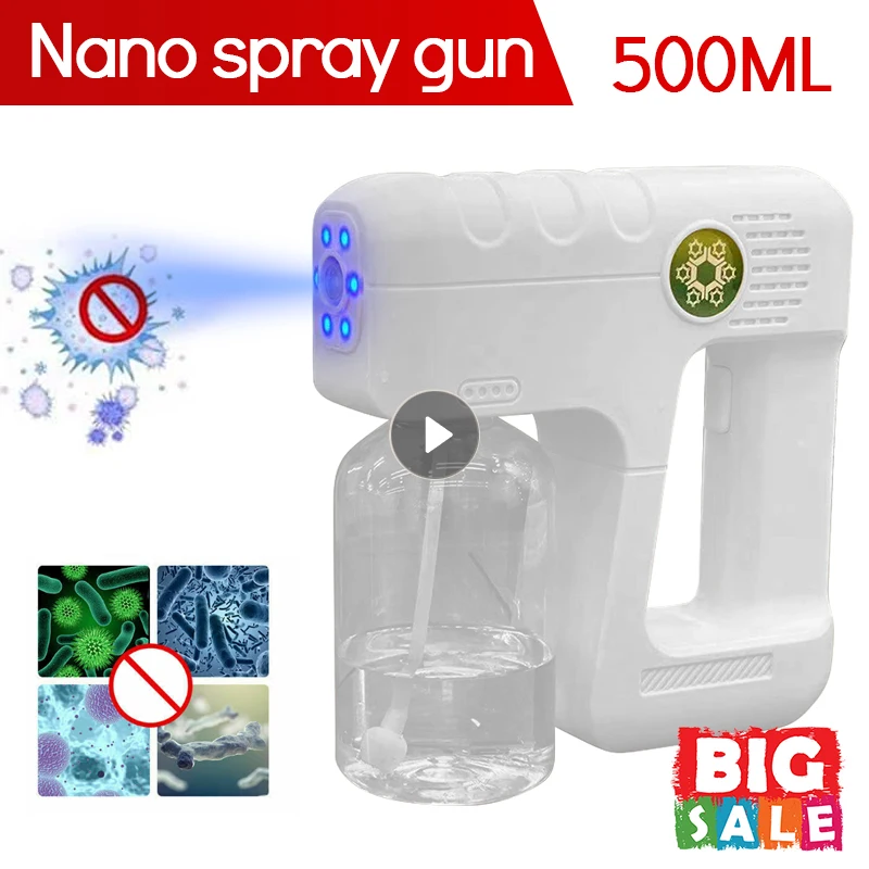 

Q500 Electric Wireless Disinfection Sprayer Handheld Portable USB Rechargeable Nano Atomizer Disinfection Steam Spray Gun 500ml