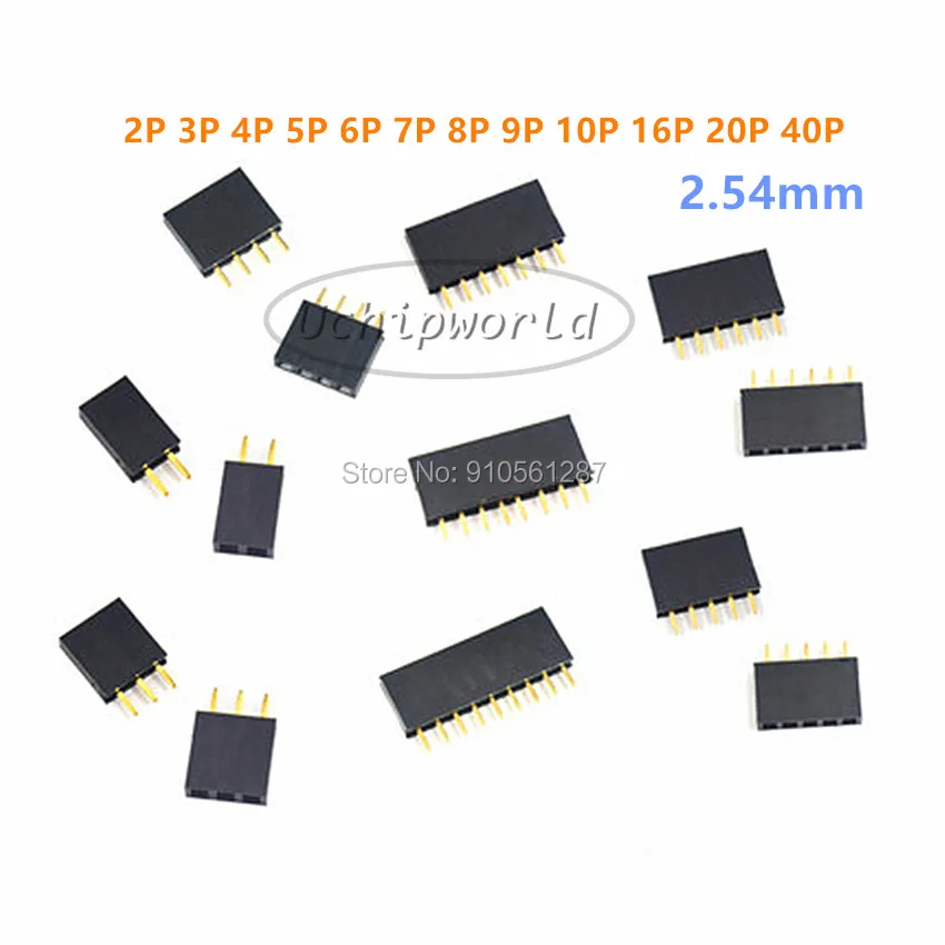 Black 2P 3P 4P 5P 6P 7P 8P 9P 10P 16P 20P 40P Single Row Pin Female Header Socket Pitch 2.54mm header Connector