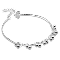 womens 925 sterling silver anklets sweet small round beads lady summer foot jewelry female fashion accessories