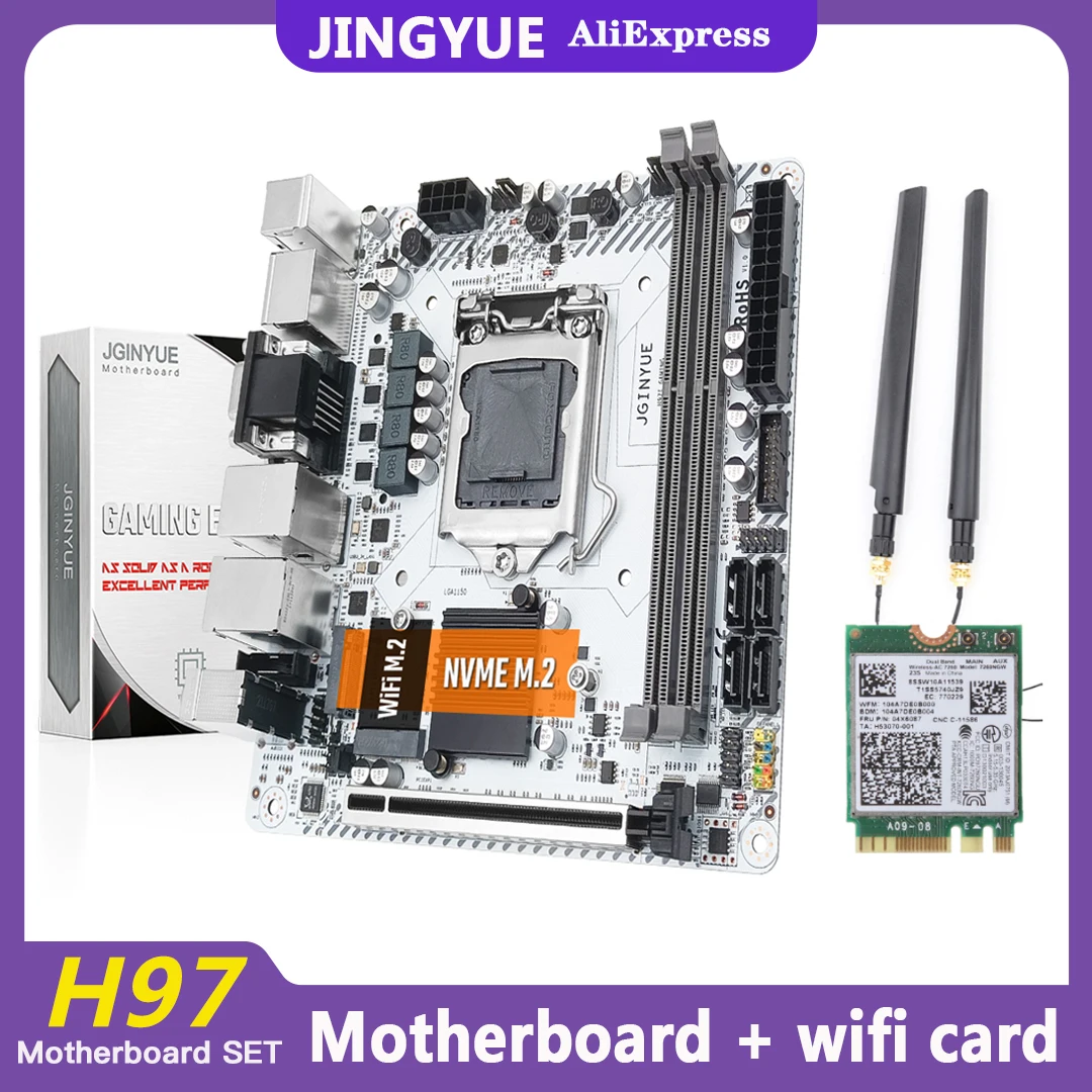 JINGYUE-Conjunto de placa base H97 LGA 1150, para procesador Pentium Core Xeon DDR3, memoria RAM de escritorio M.2 NVME Mini ITX H97I-GAMING