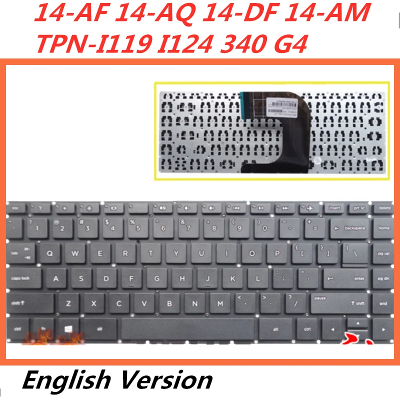 Клавиатура с английской раскладкой для ноутбука HP 14 AF AQ DF am TPN I119 I124 340 G4|Клавиатуры