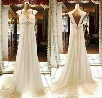 2021 pregnant chiffon beads wedding dresses maternity empire a line cap sleeves bridal gowns beach robe de mariee