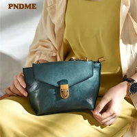 pndme retro fashion natural real cowhide mini one shoulder ladys small bag weekend gathering genuine leather diagonal bag