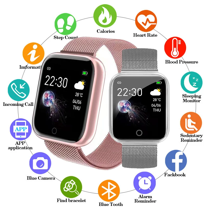 

Blood Pressure Smartwatch Men Women Sports Bracelet Fitness Tracker Watch Touch Watches Waterproof Smart Watch For Apple Android