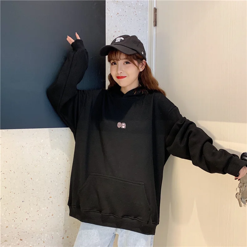 

Осенняя одежда в Корейском стиле Модный мультяшный принт с шапкой