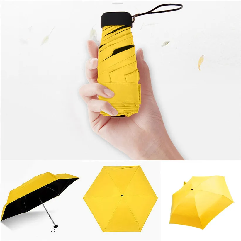Transer 9color Flat Lightweight Sunny Rainy Five-Folding Umbrella Foldable Suncreen Mini Umbrellas 9905