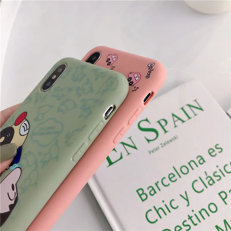 HYSOWENDLY Cartoon Crayon Shinchan Redmi 6 Note 7 For Xiaomi 8 Lite 9 SE Couple Soft Silicone TPU Cover for Mix 2 2s Case |